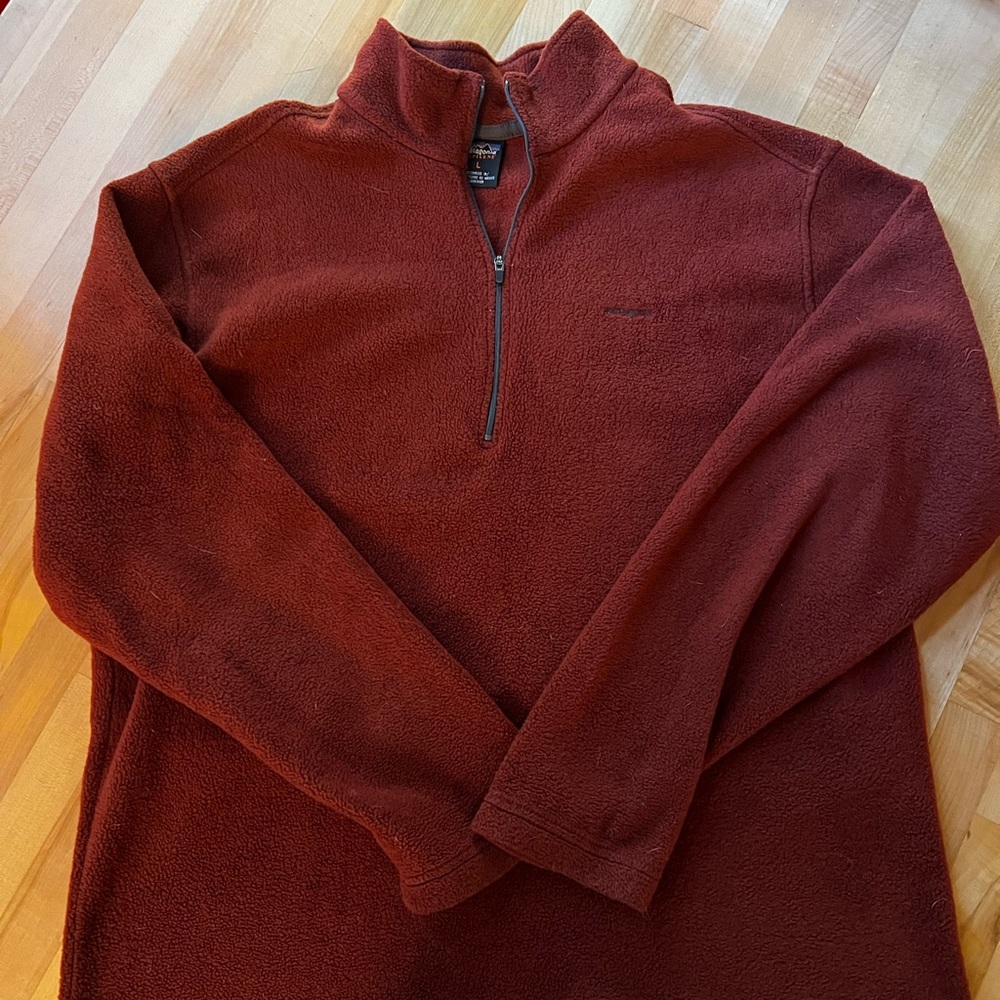 Patagonia 1/4 Zip Capilene Fleece Pullover Rust Red Sz L